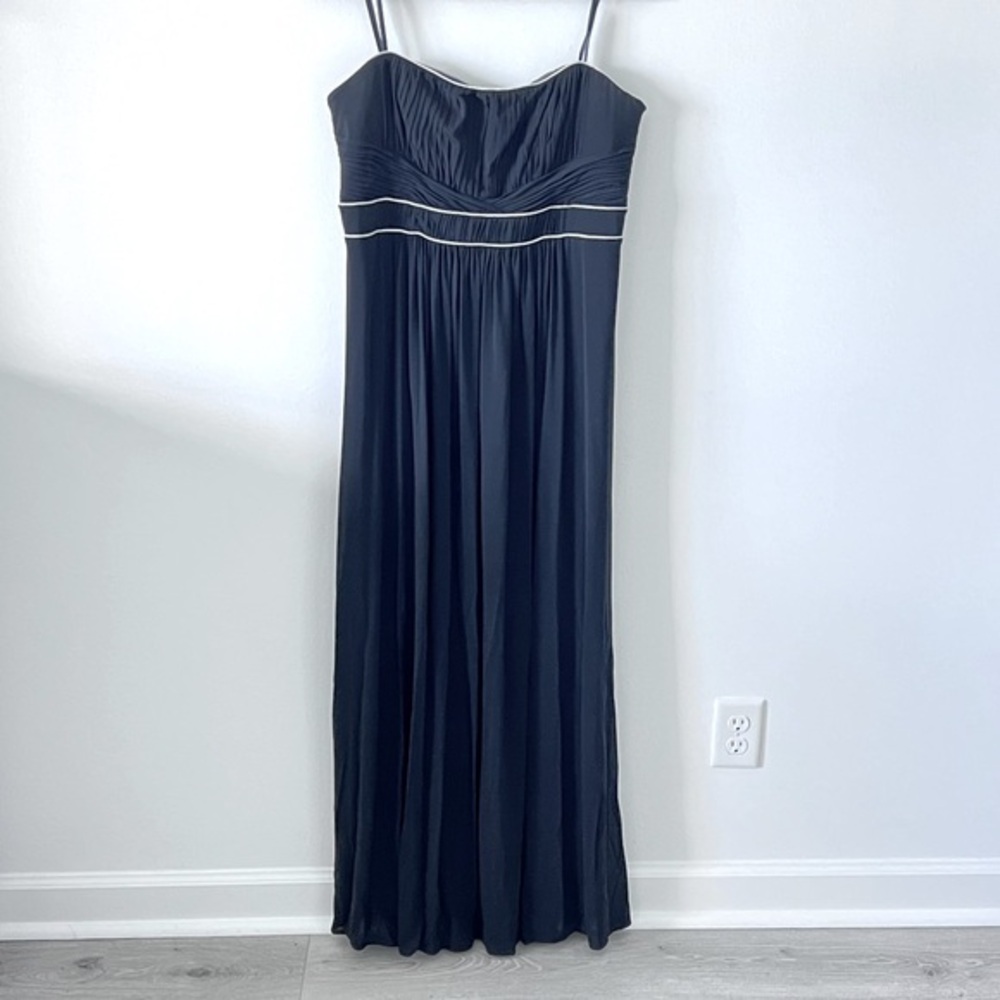 BCBG Max Azria Empire Waist Strapless Gown with Silver Piping
